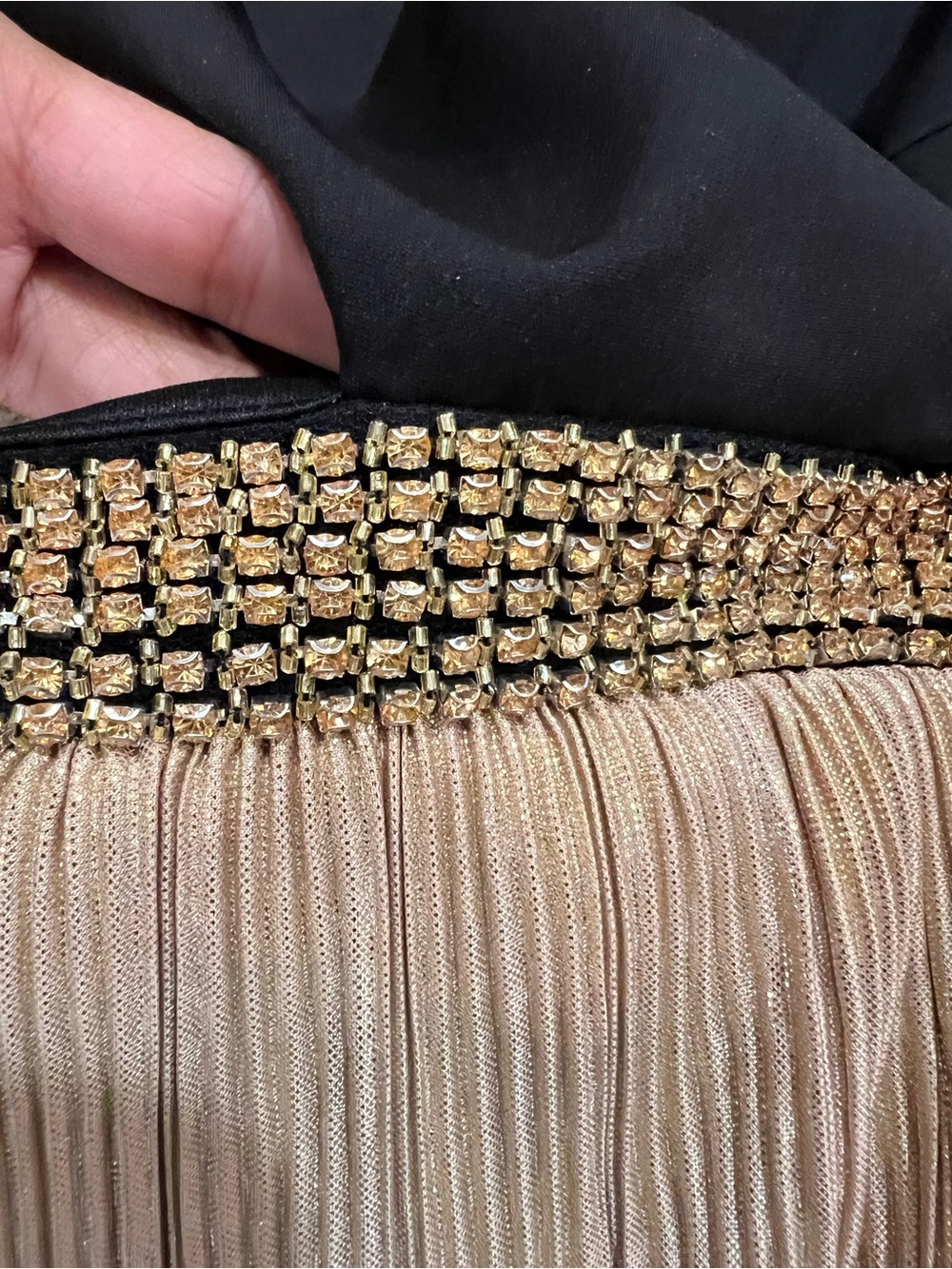 Mac Duggal Ieena 26735 Black Gold Rhinestone Cutout Tiered Mini Dress 6 NWT - Picture 7 of 13
